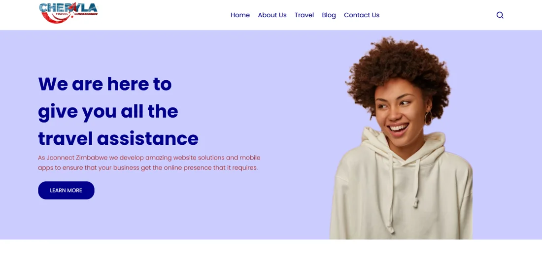 Travel assistance website preview